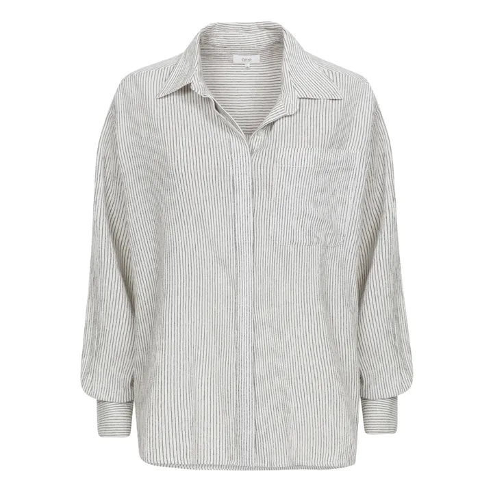 Âme Chemise Daddy Rayures Crêpe de Coton | Bleu marine
