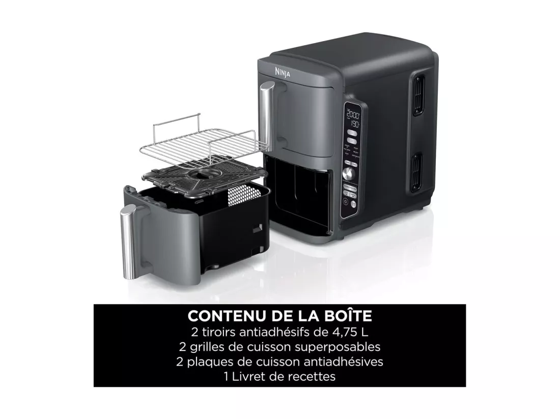 Friteuse sans huile NINJA Foodi - Double Stack SL400EU - 9,5 L - 2 tiroirs de cuisson indépendant - 6 modes de cuisson - 2470W