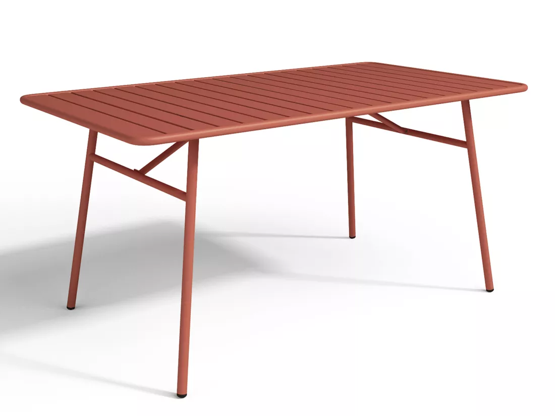 Salle à manger de jardin en métal - une table L.160 cm et 4 chaises empilables - Terracotta - MIRMANDE de MYLIA