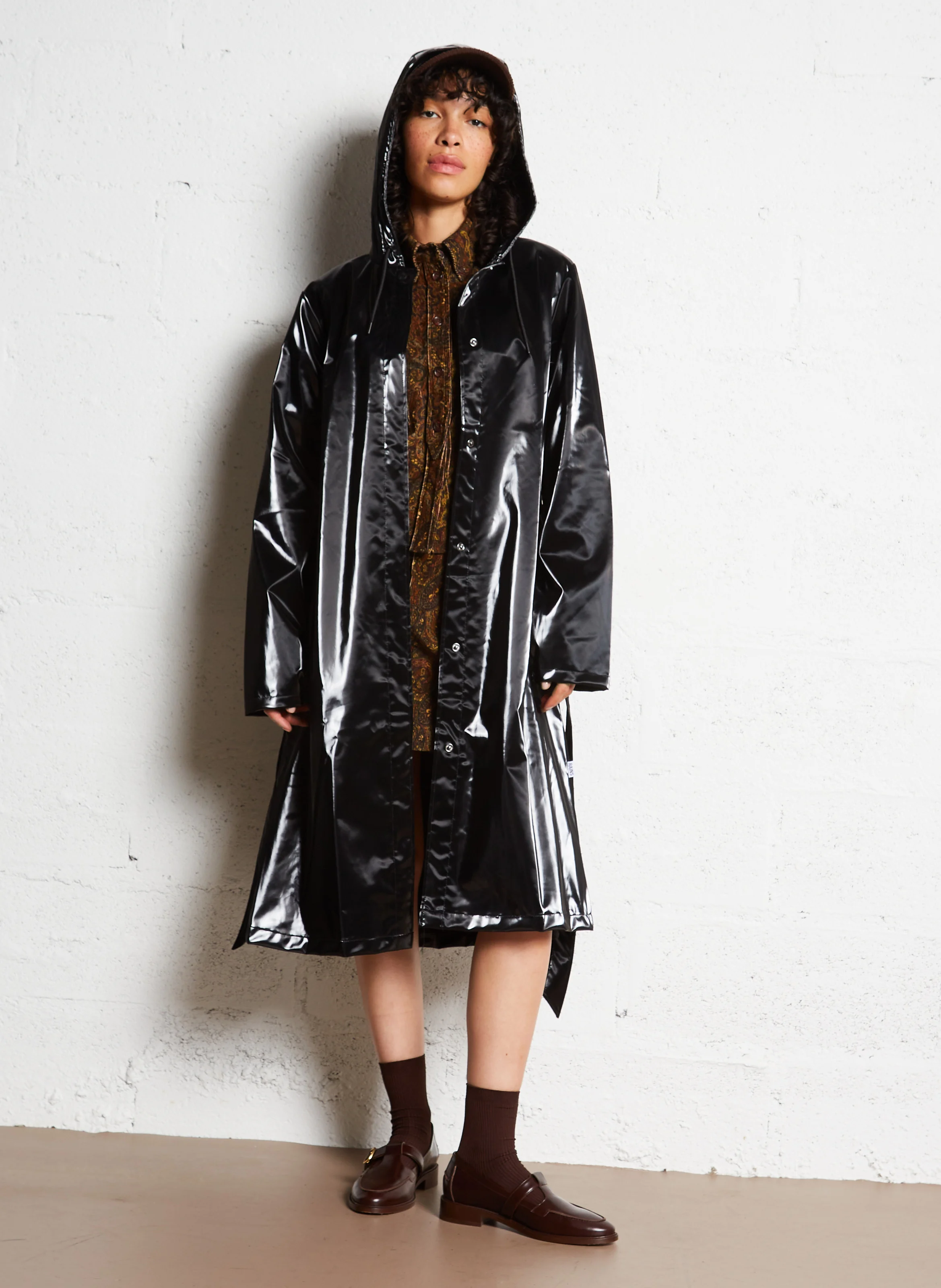 Imperméable droit col rond | Noir