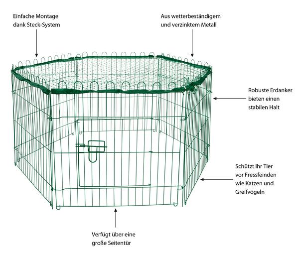 dobar® petlife Freilaufgehege mit Netz, ca.