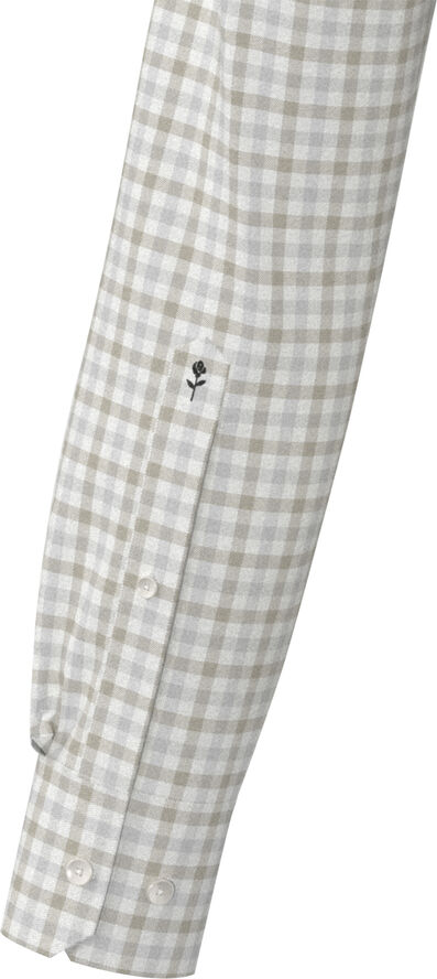 Seidensticker Flannel shirt Slim Long sleeve Button-Down-Collar Check Brown