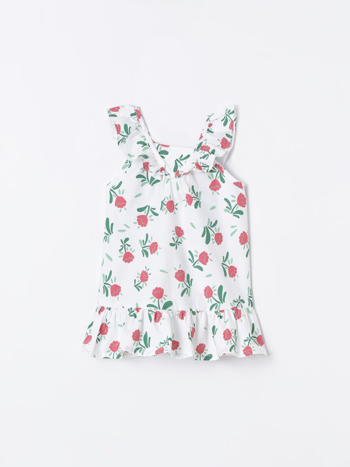 Vestido de verão com babados - Azul celeste
