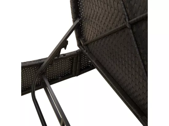 Chaise longue double avec coussins noir résine tressée