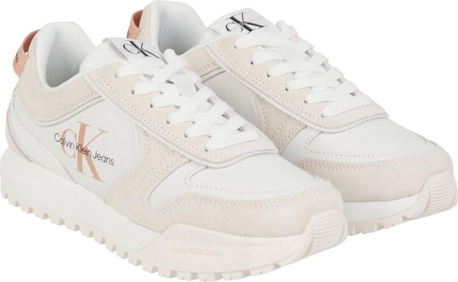 Calvin Klein Tooth Runner Irregular Lines Dames Lage sneakers Leren Sneaker Dames Wit