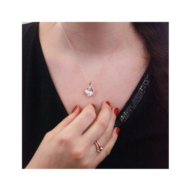Pendentif Tiffy - Or Rosé et Cristal