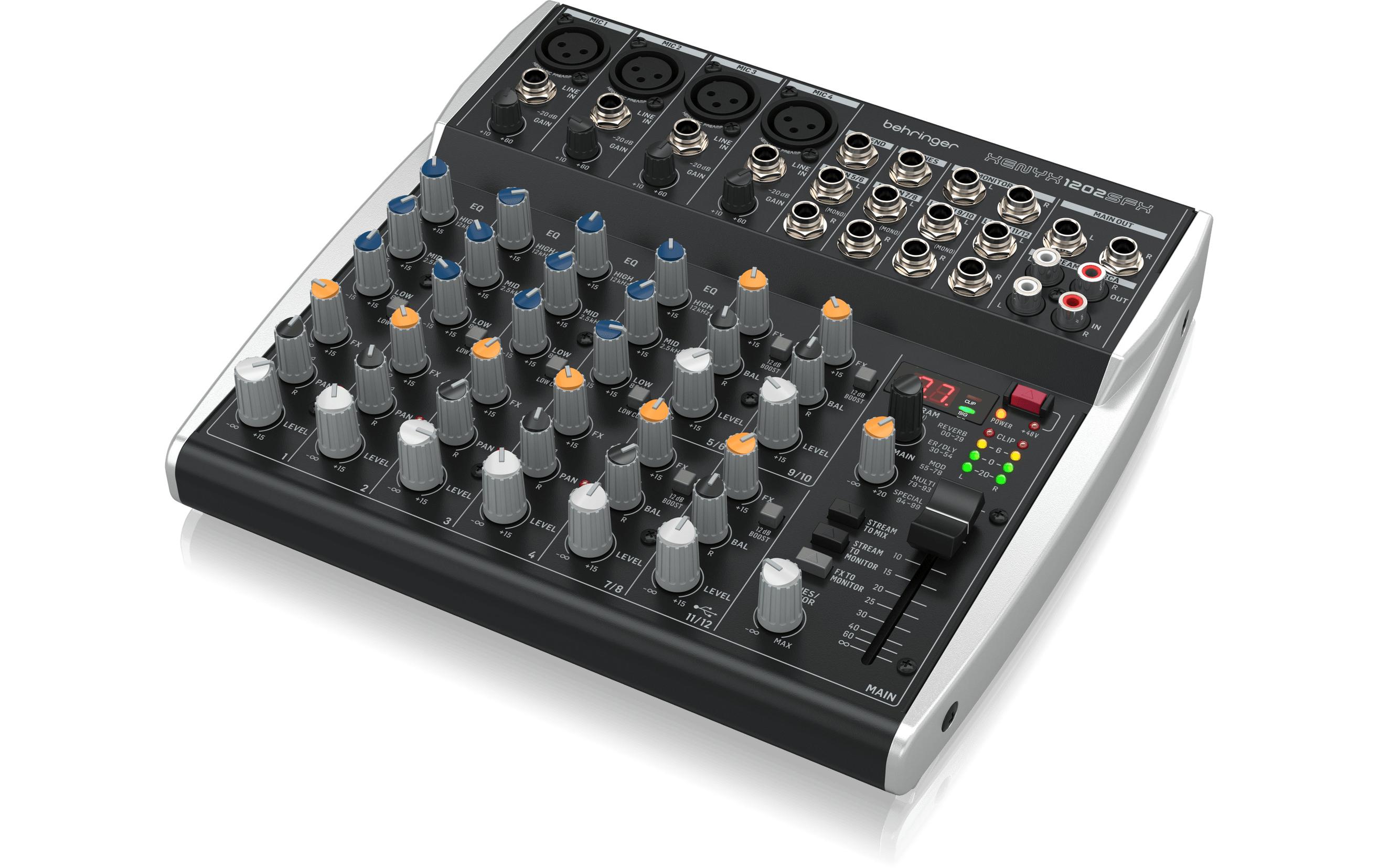 Mischpult XENYX 1202SFX<br>Analogmixer mit 12 Eingängen, USB Streaming Interface und Klark Teknik Effekten