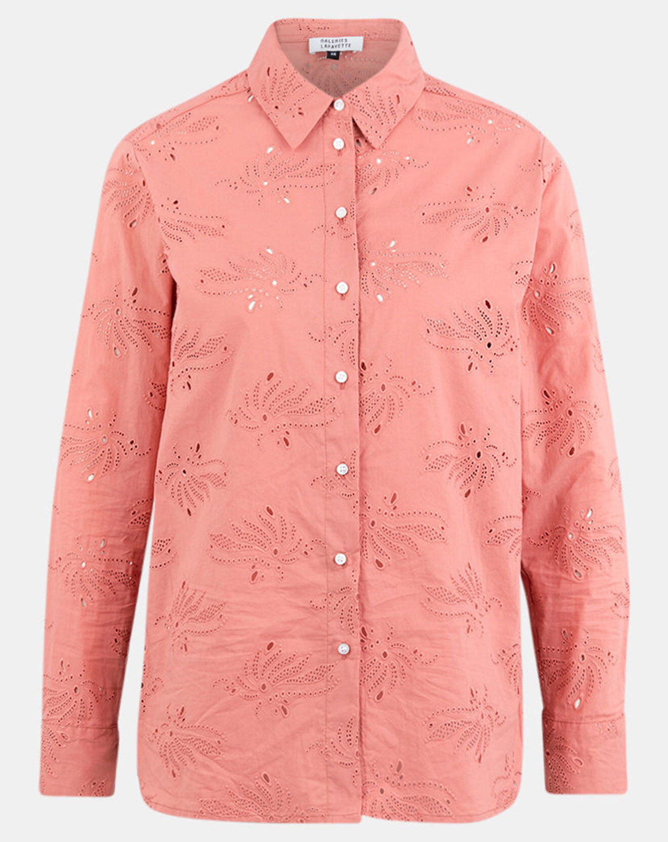 Galeries Lafayette Chemise Ebrizia brodée ajourée bois de rose