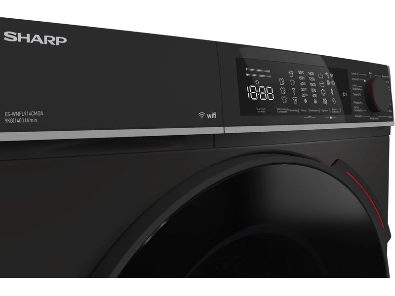 Sharp Waschmaschine ES-WNFL914CMDA-DE Links Frontloader mit 9 kg Ladekapazität