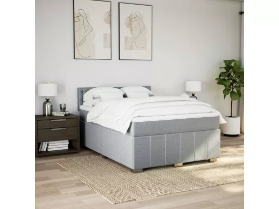 Sommier à lattes de lit avec matelas Gris clair 140x190cm Tissu