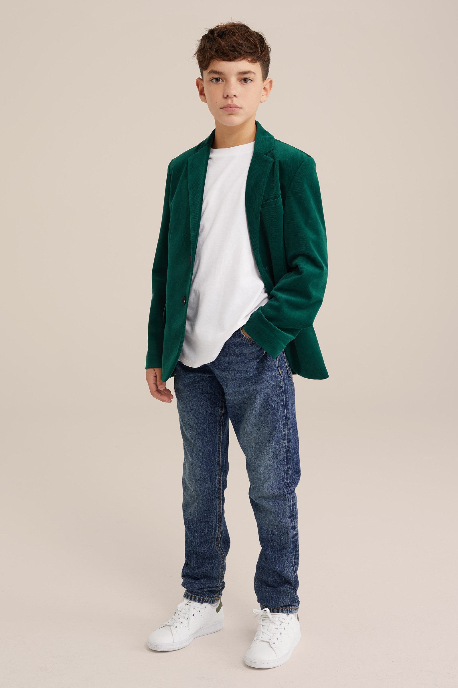 Jongens velvet blazer WE Fashion Groen