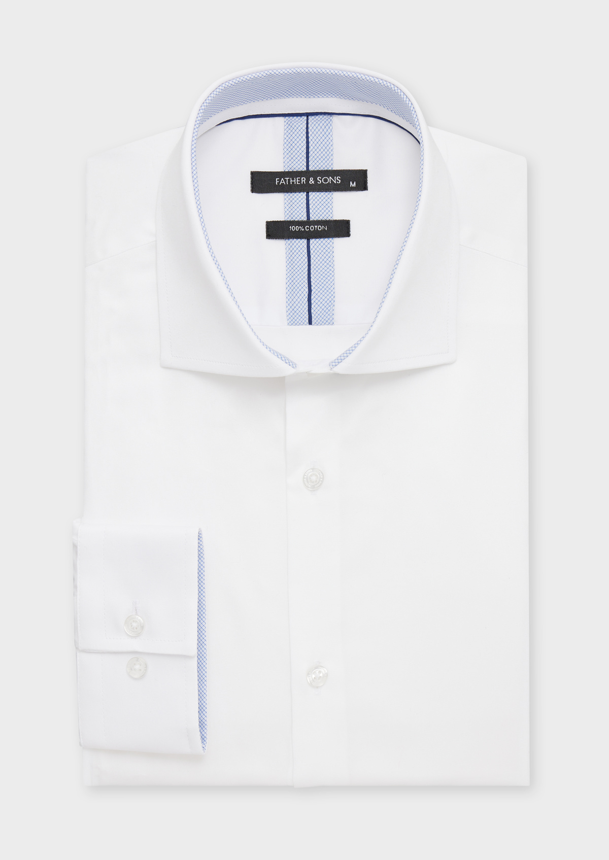 Chemise habillée Slim en satin de coton uni blanc