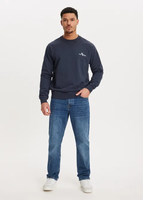 Sweater met geborduurde tekst blauw (BLW)