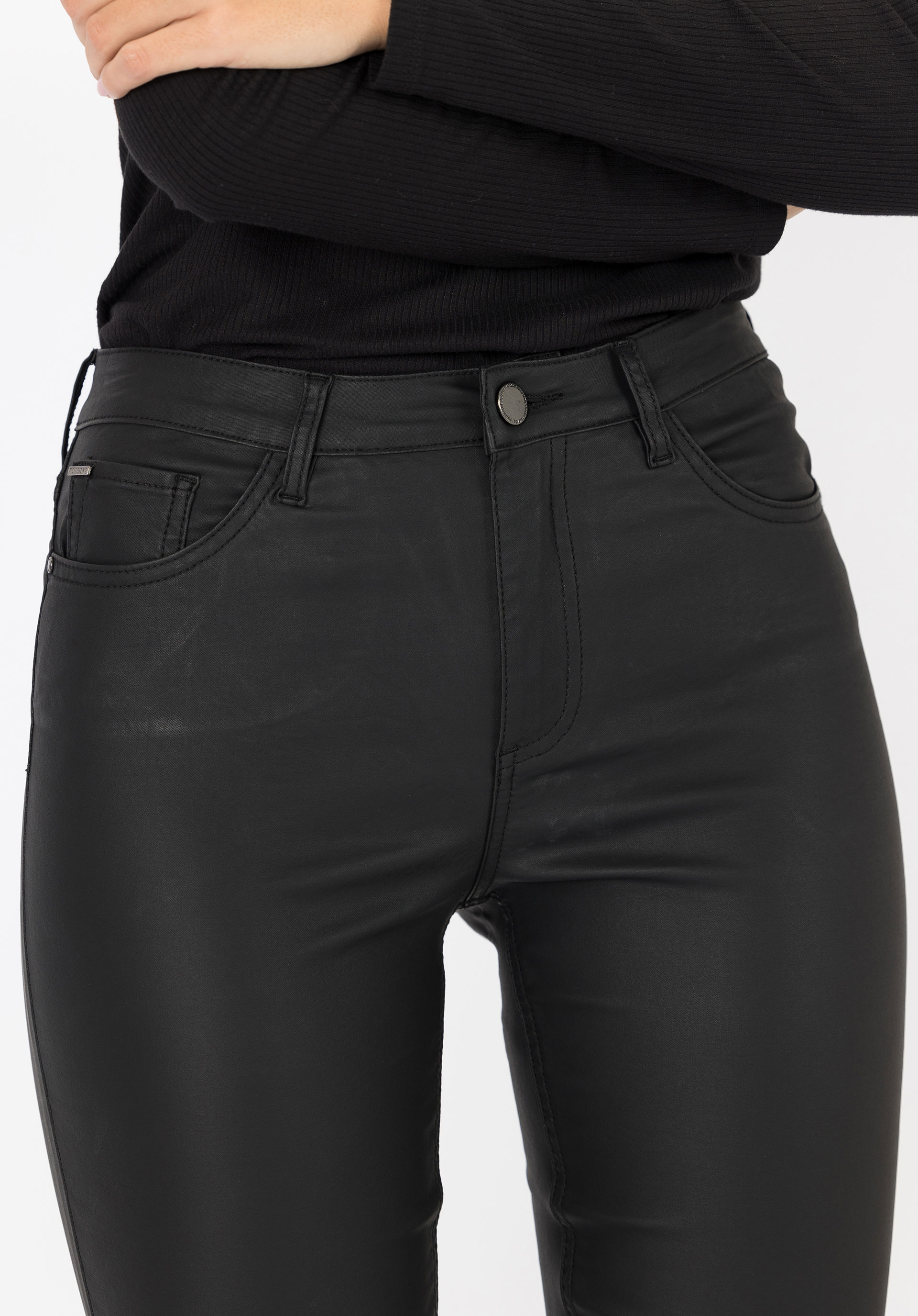 Jeans Lauren Skinny Cintura Alta Coated