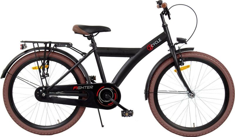 2Cycle - Fighter - Kinderfiets - Zwart - 24 inch - Voor Jongens
