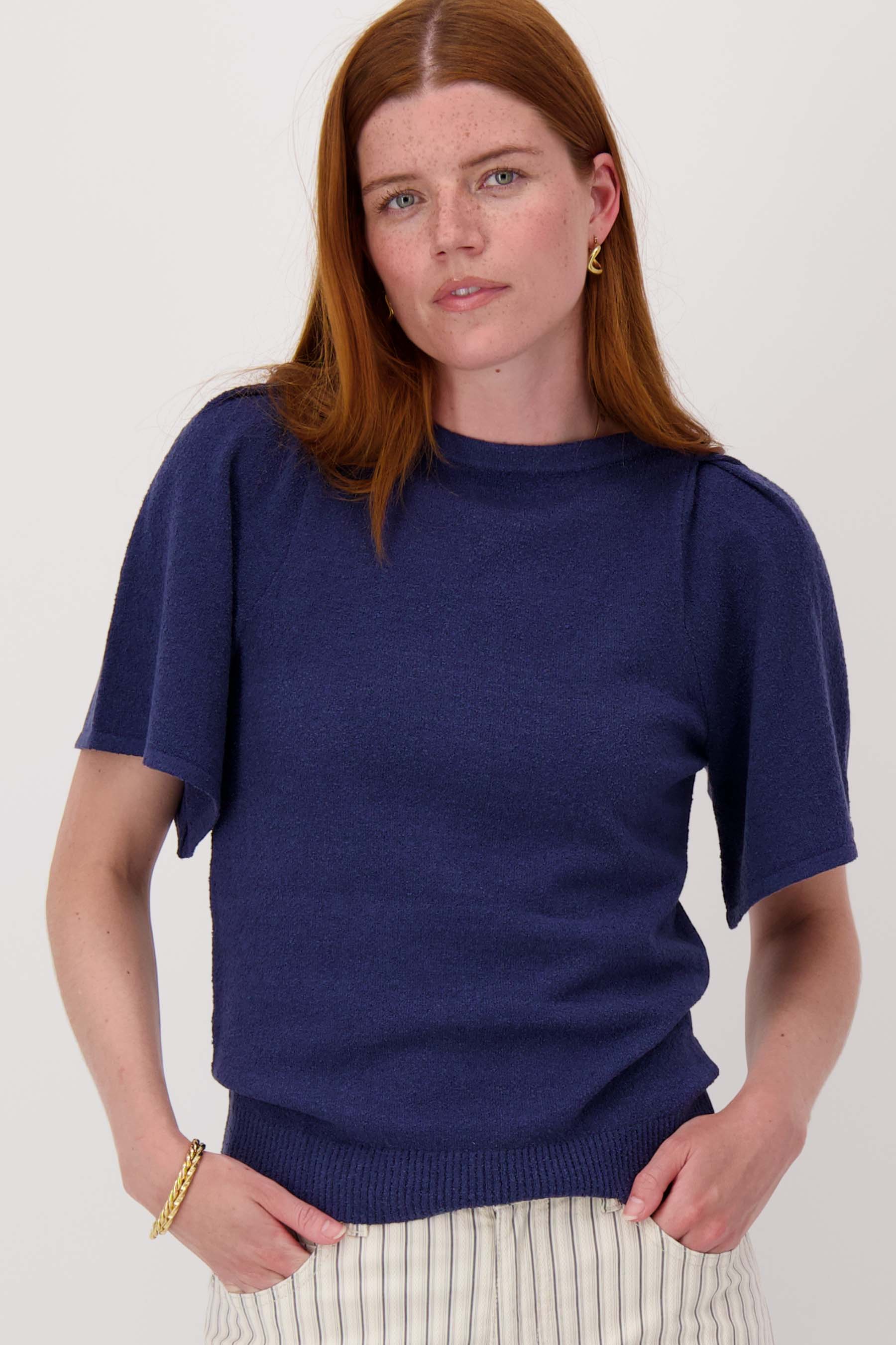 vlindermouw boothals top in boucle garens