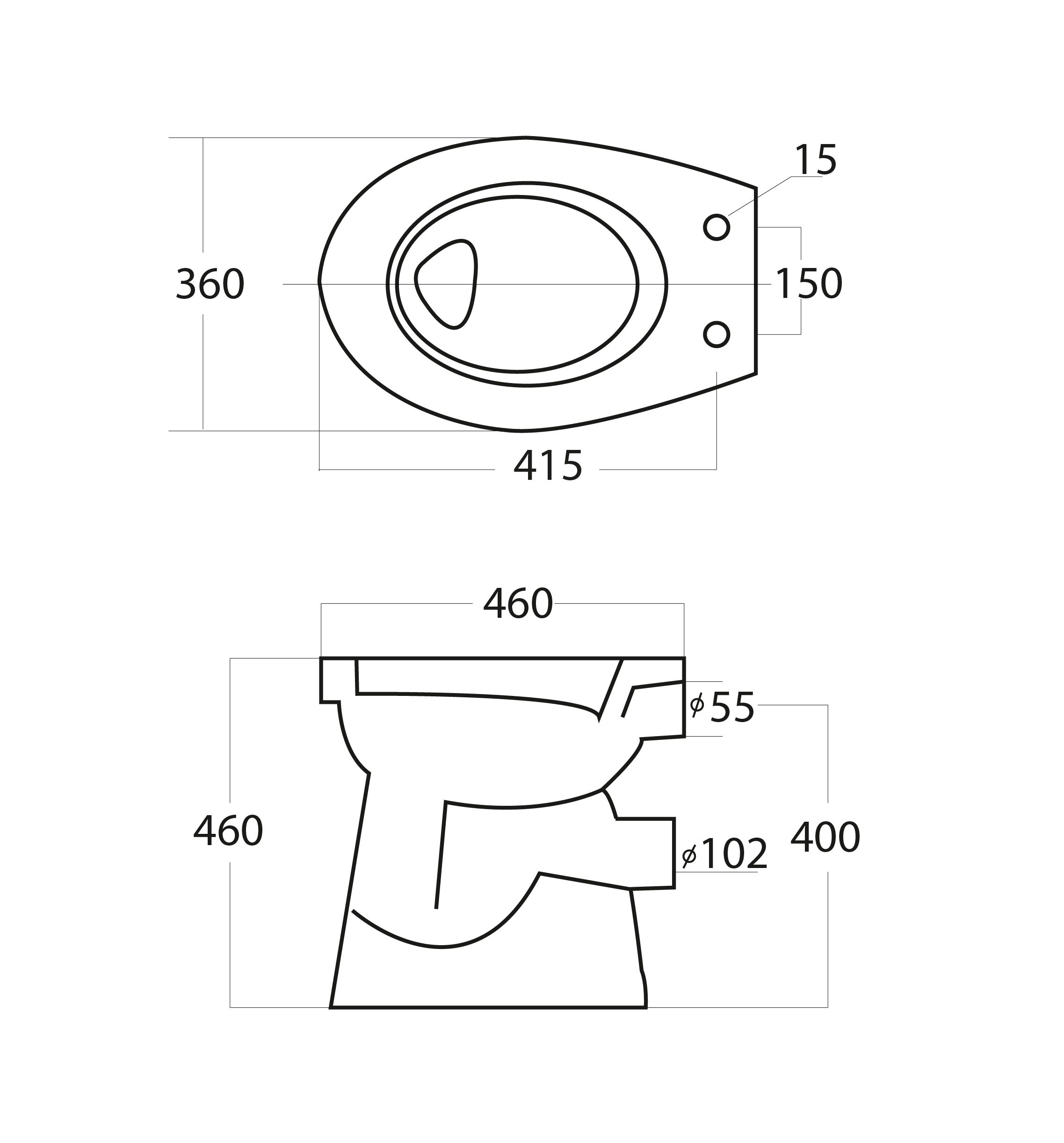 Mueller Staande verhoogde toiletpot  6 PK wit