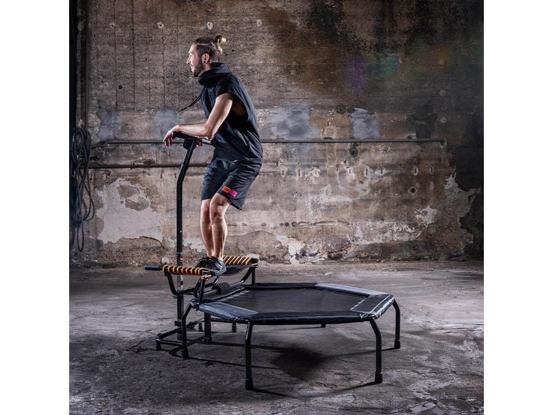 HAMMER Fitnesstrampolin JumpStep Pro mit Step-Board Fitness-Trampolin mit Transportrollen