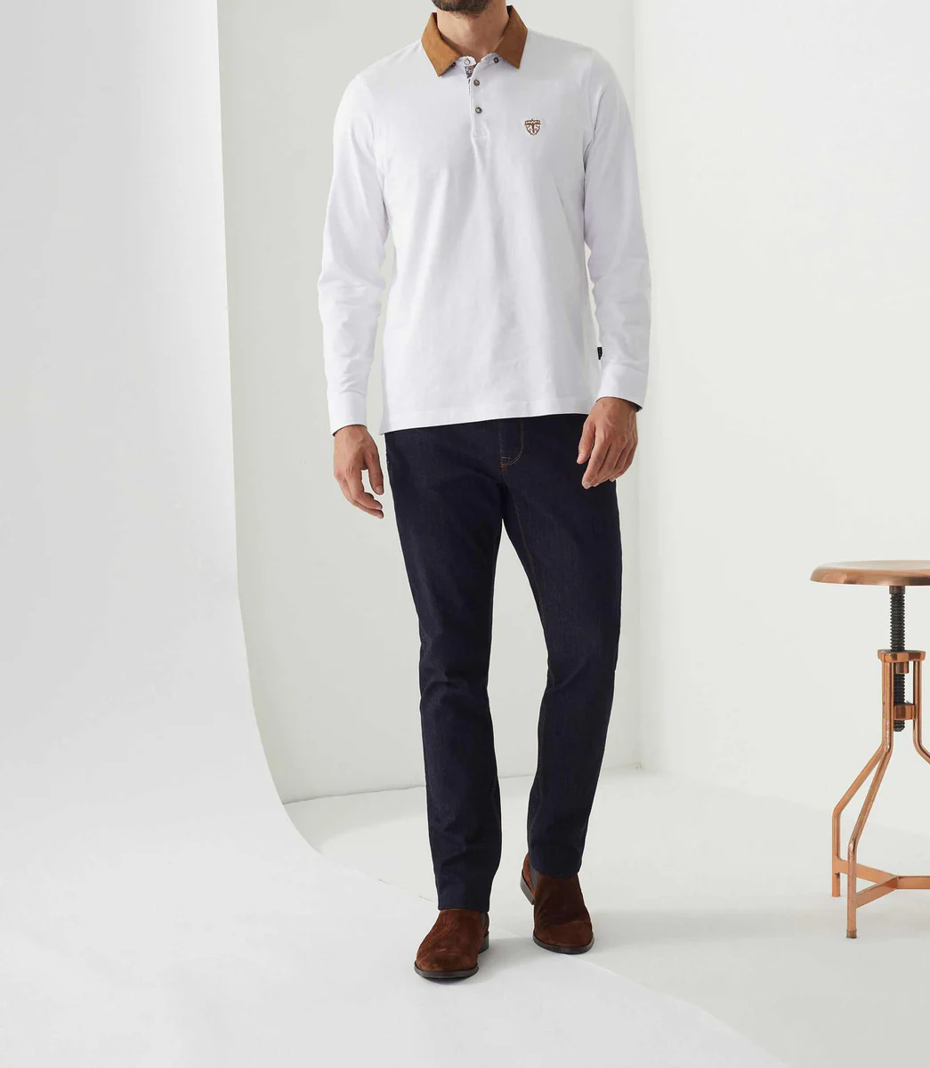 Polo manches longues blanc 