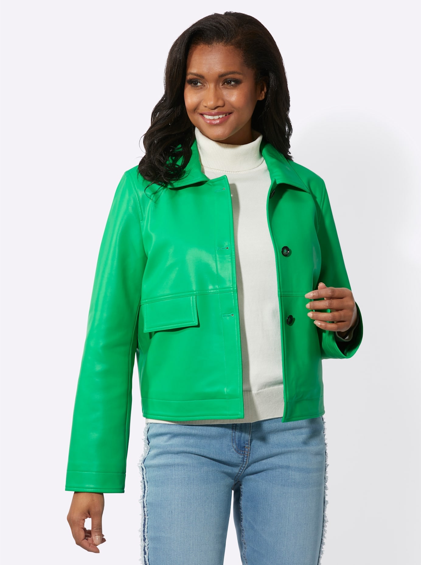 Inspirationen Lederimitatjacke ohne Kapuze