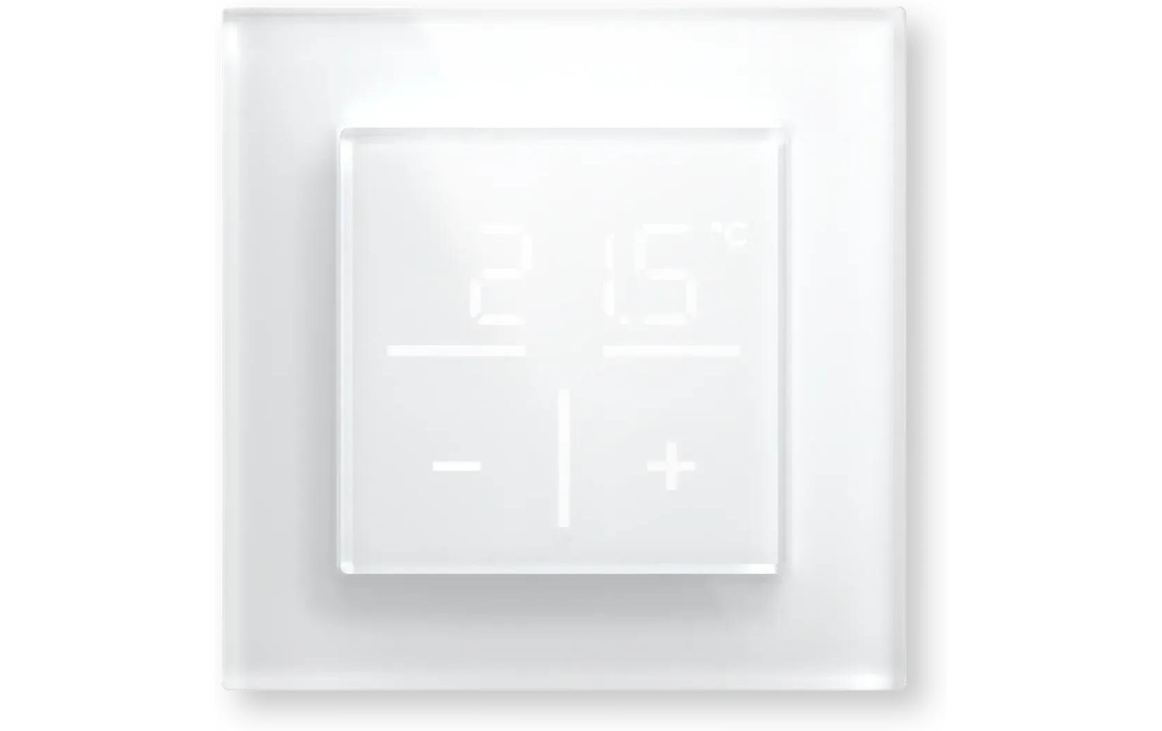 Glas-Wandthermostat mit CO2-Sensor Weiss<br>Wandthermostat mit Luftfeuchtigkeitssensor