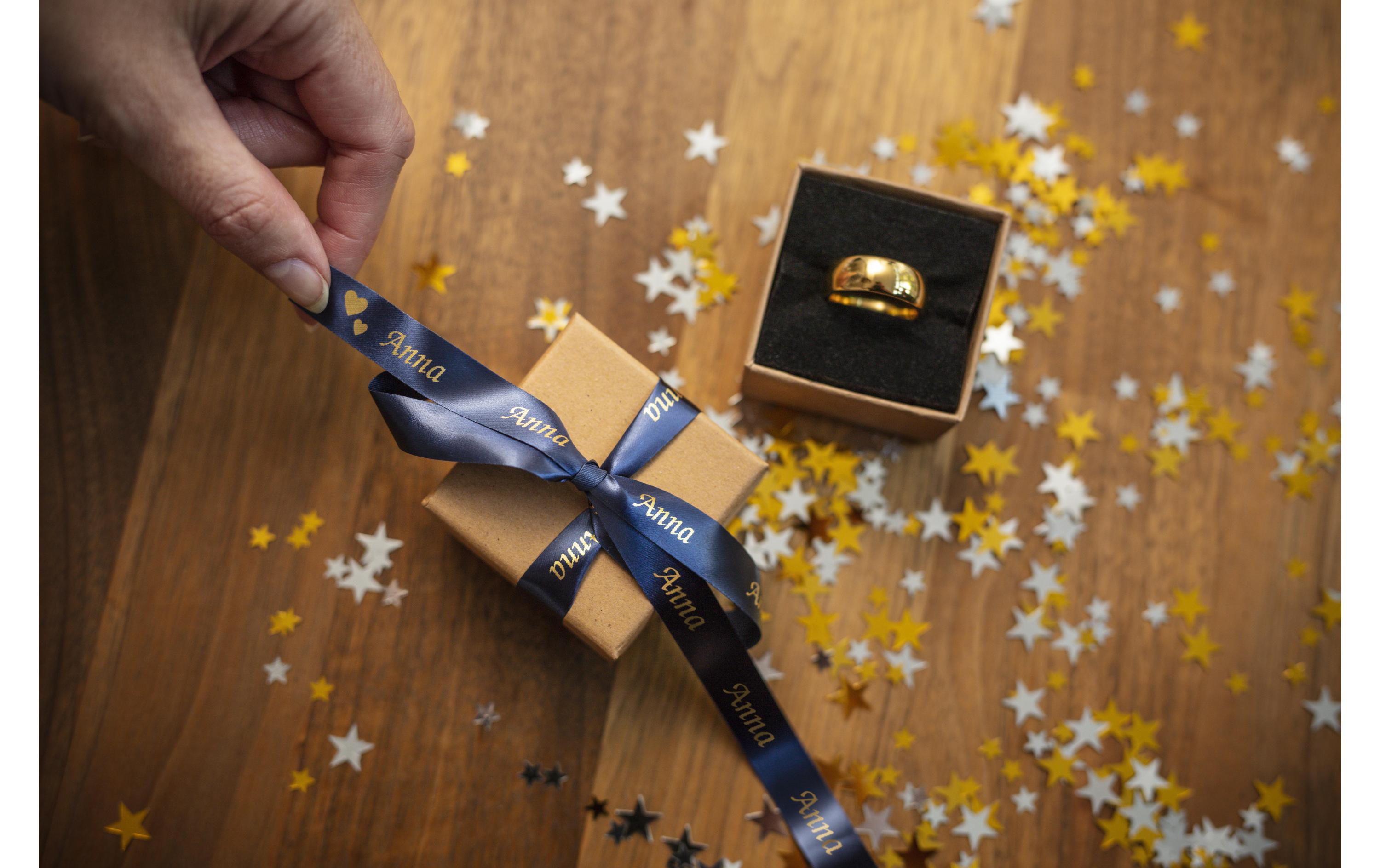 Beschriftungsband TZe-RN34 Gold auf Blau12 mm-Beschriftungsband für Etikettendrucker