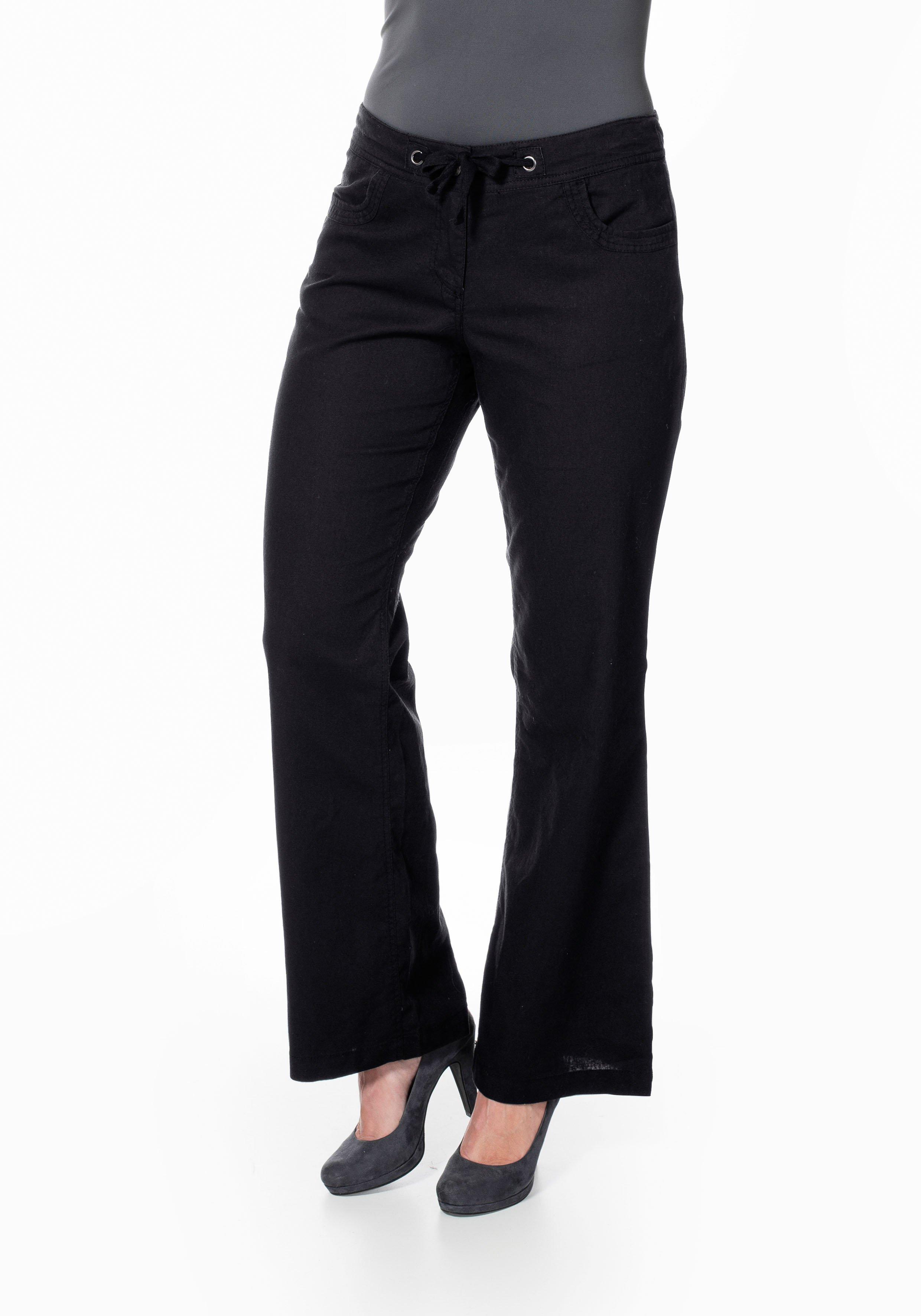 Weite Bootcut-Hose mit Leinenanteil