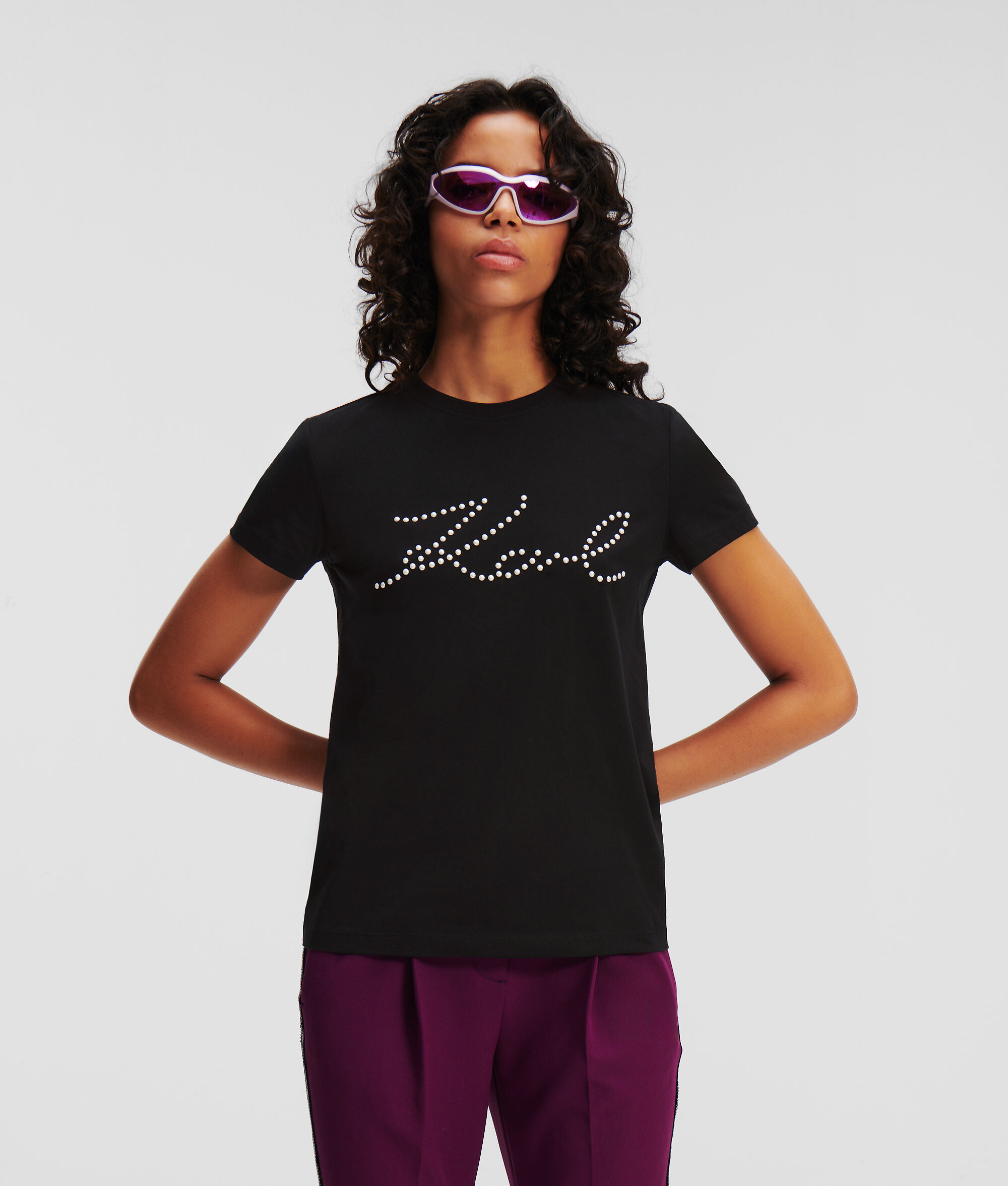 T-SHIRT KARL SIGNATURE ORNÉ DE PERLES