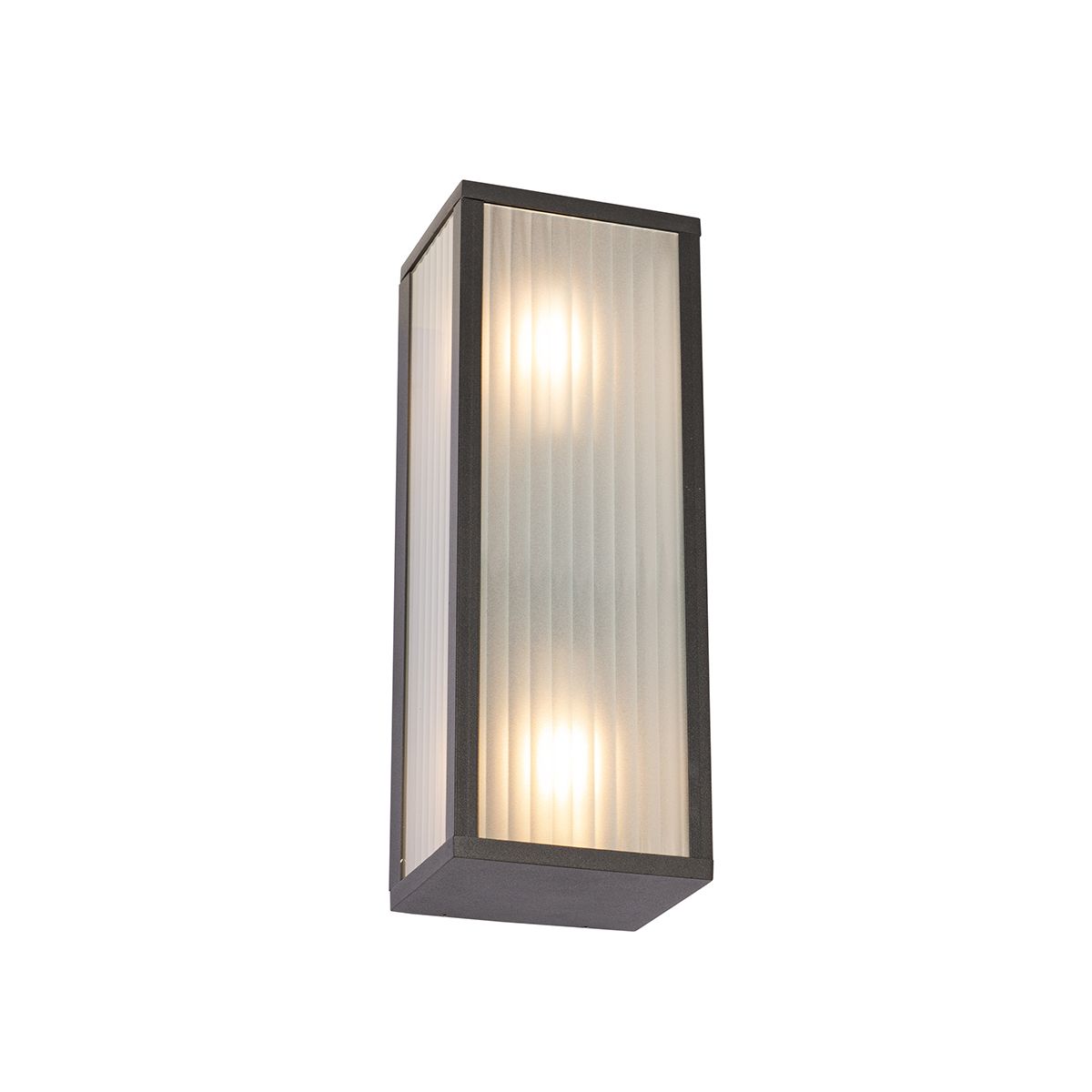 Buiten wandlamp zwart met ribbel glas 2-lichts IP44 - Charlois