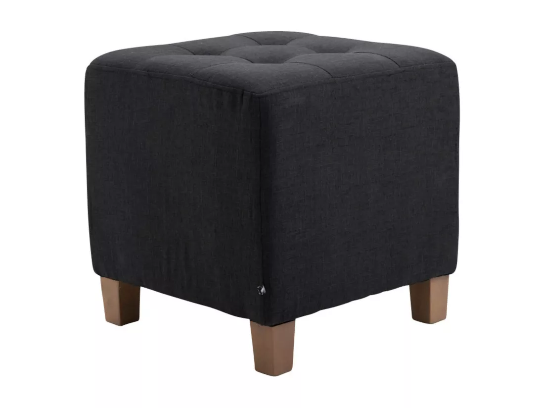 Lot de 2 Tabouret - Tissu & Bois - Noir - Pharao