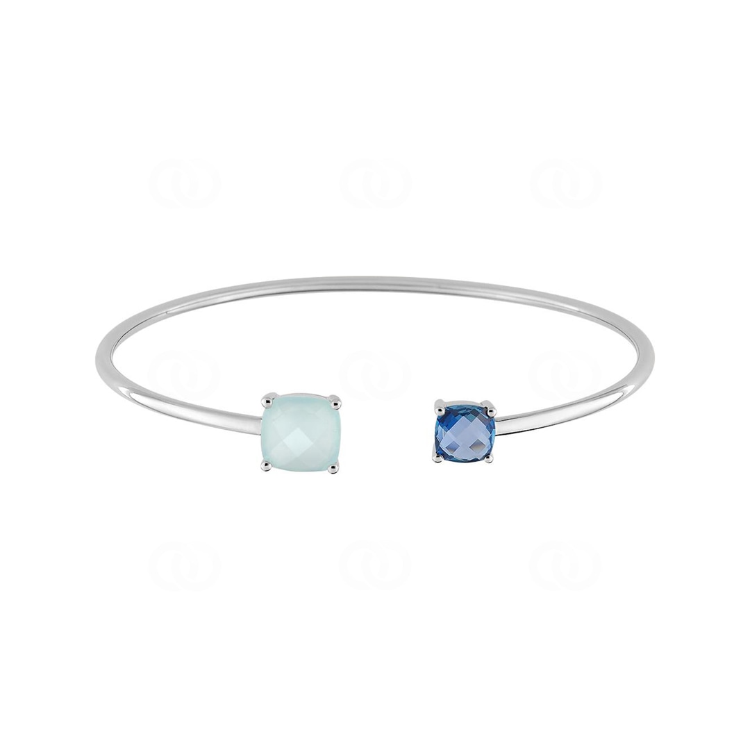 Armreif 750/18 K Weissgold mit Blautopas & Chalcedon