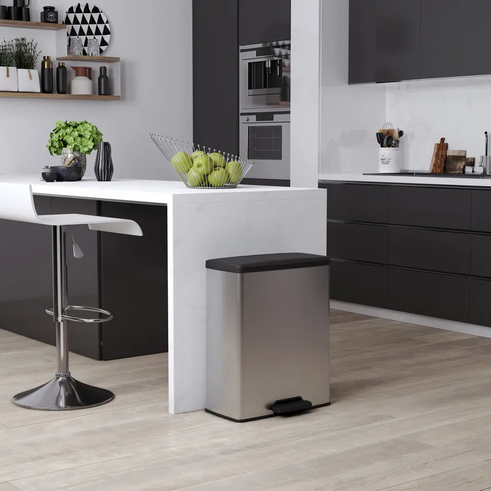 Curver Decobin Prullenbak - 65L - Rechthoekig - Zilver metallic