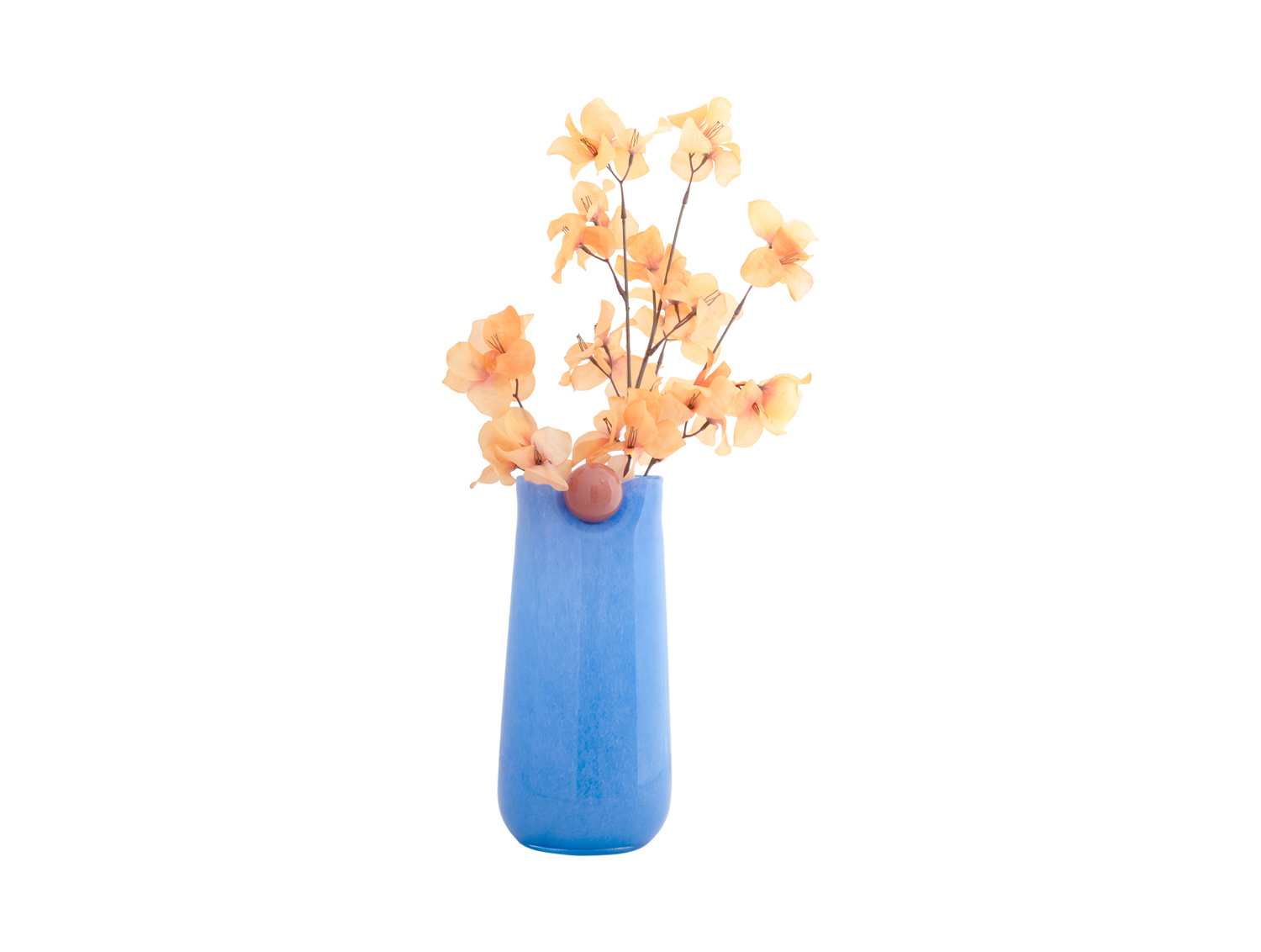 Vase Bolita glass large soft blue w. soft orange
