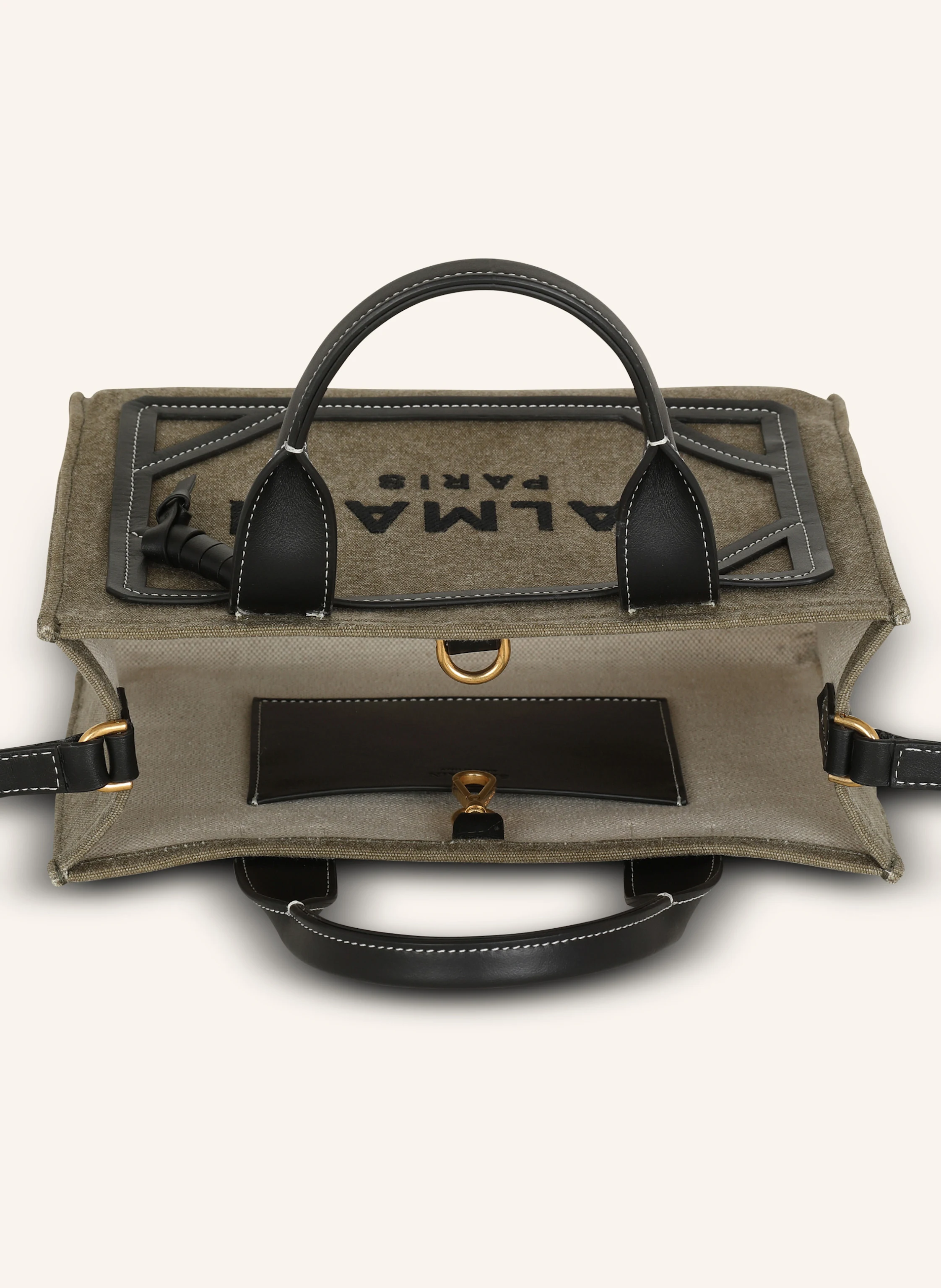 BALMAIN Kleiner Shopper B-Army aus Canvas mit Ledereinsätzen