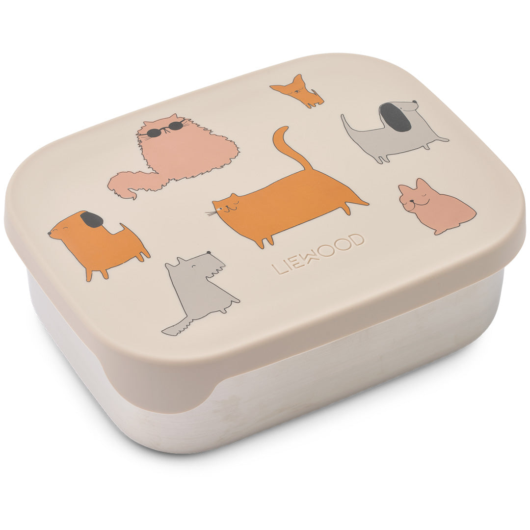 liewood rvs broodtrommel arthur - cats and dogs sandy