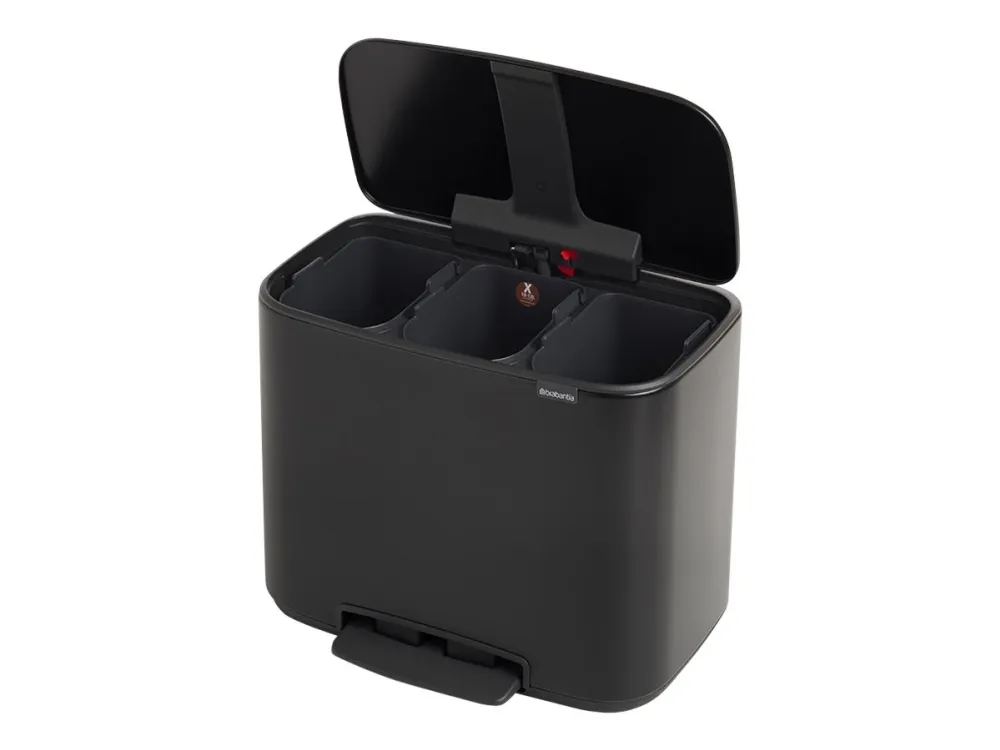 Brabantia Bo Pedal Bin - Skraldespand - fliplåg - 33 L - fodpedal - affaldsseparation - mat sort