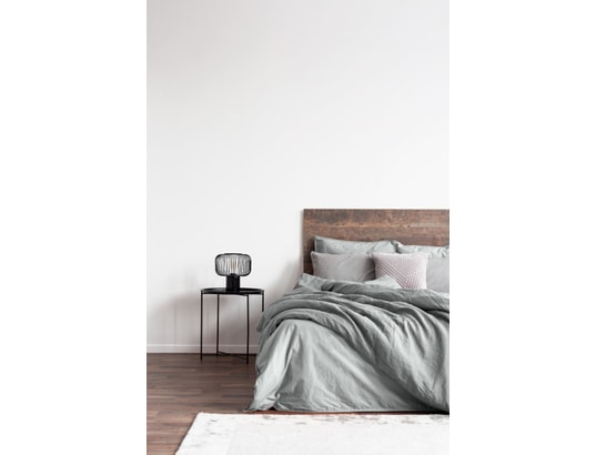 COTE DECO - Ensemble couette + 2 oreillers Parure de lit - coton et lin - 220 x 240 cm - gris