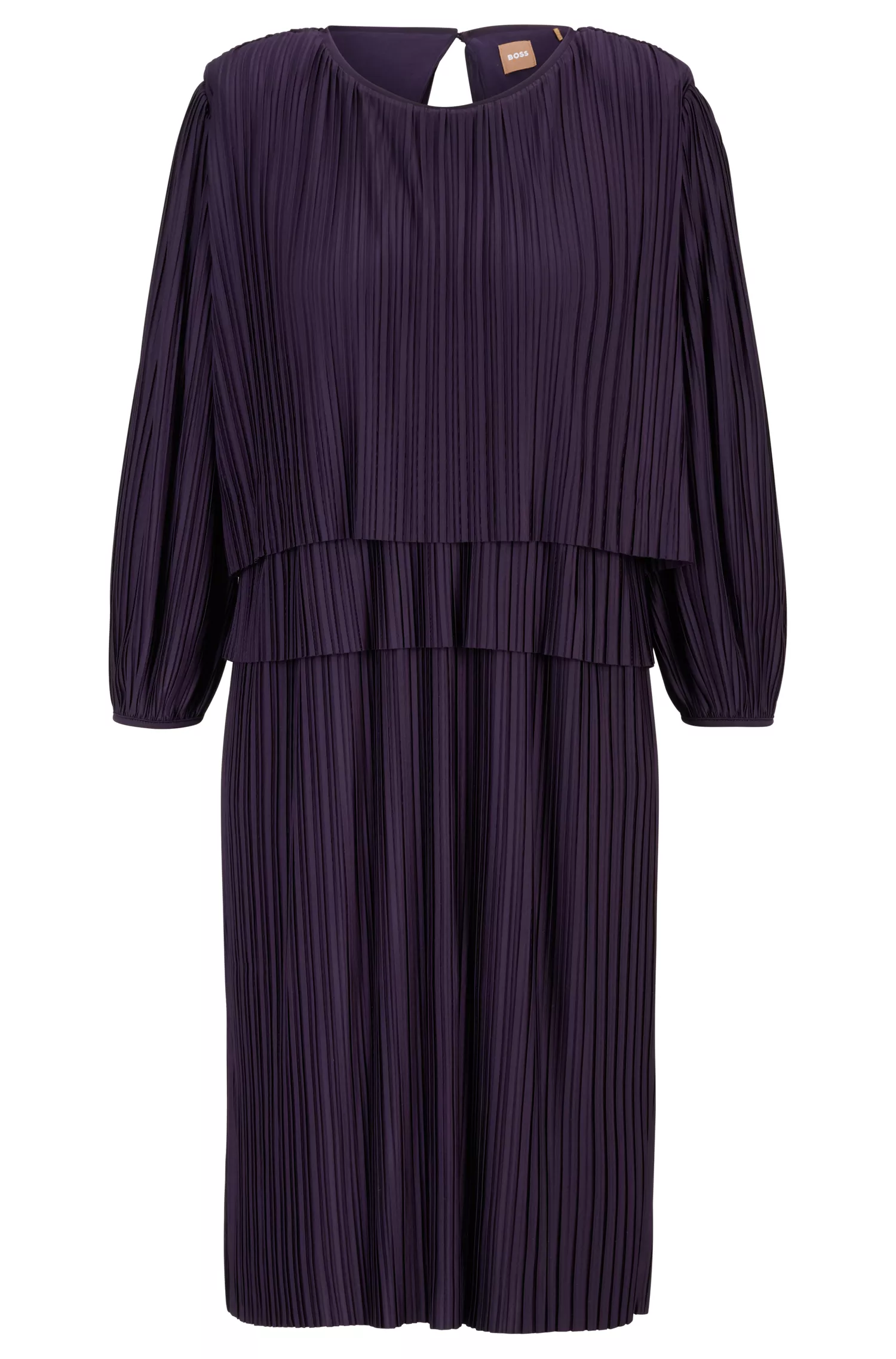 Vestido preto oversized da BOSS em jérsei plissado.
