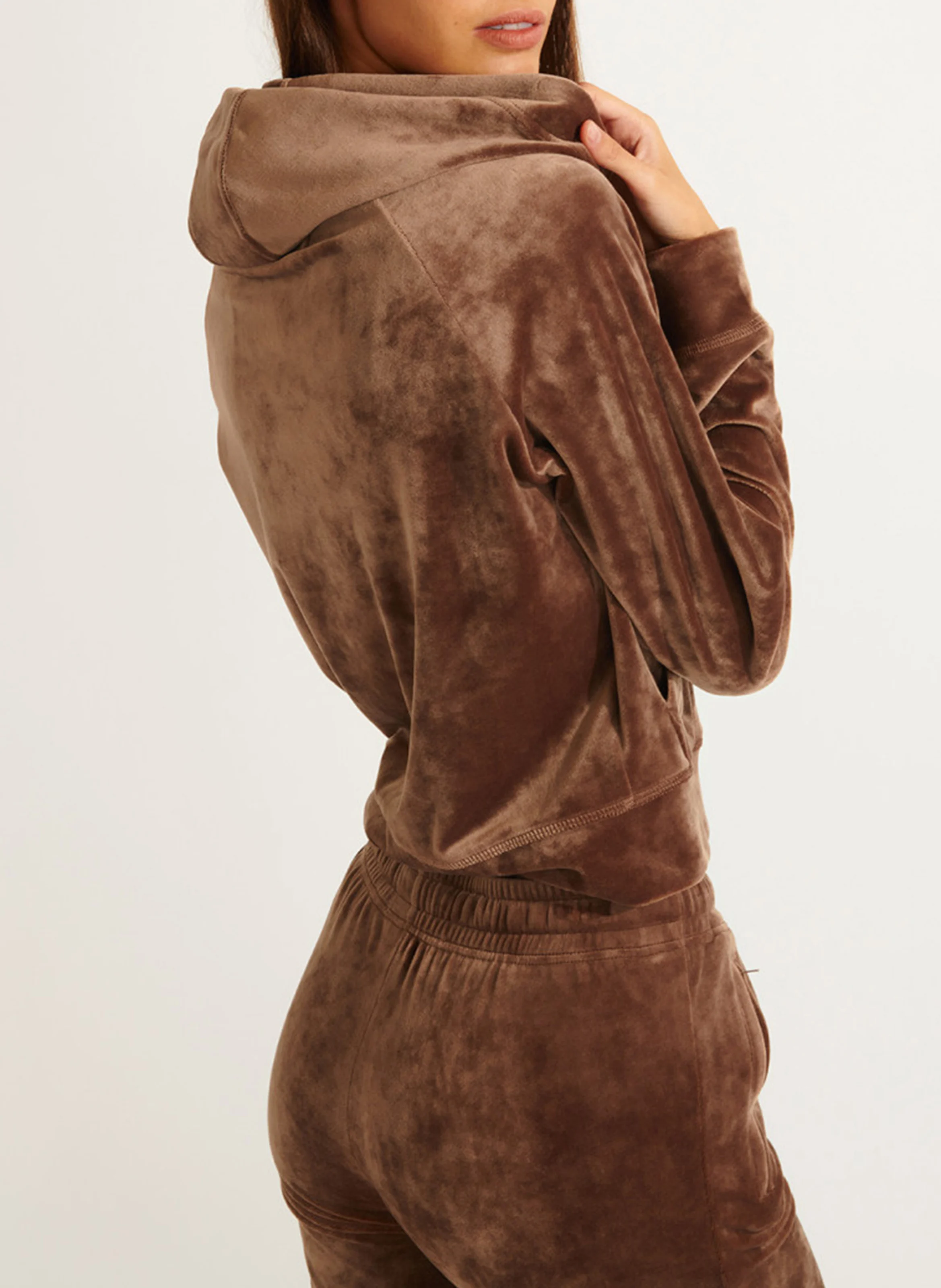 FRESCO SEALAKE - Gilet à capuche droit en velours | Marron