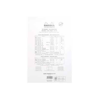Rhodia - Bloc notes N°19 - A4+ - 160 pages - petits carreaux - 80g - blanc