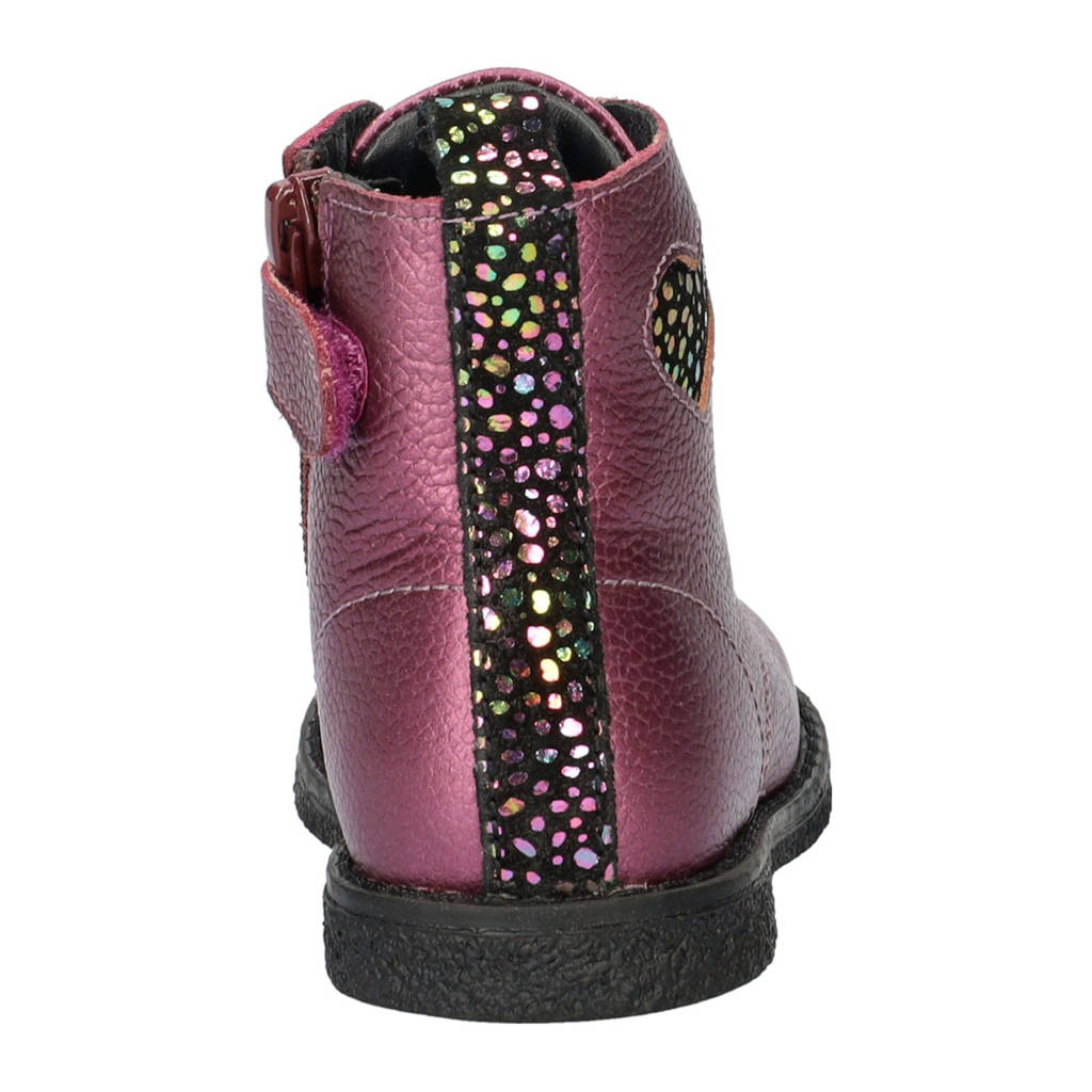 Nelson Kids leren veterboots paars metallic