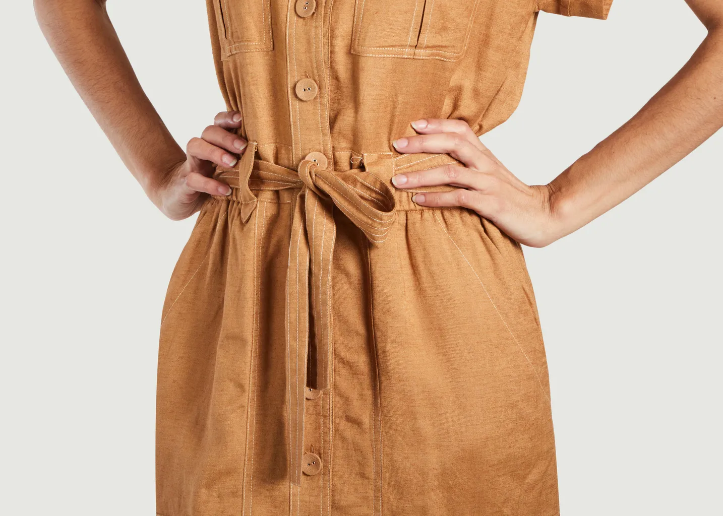 Robe-chemise manches courtes ceinturée Cana Suncoo