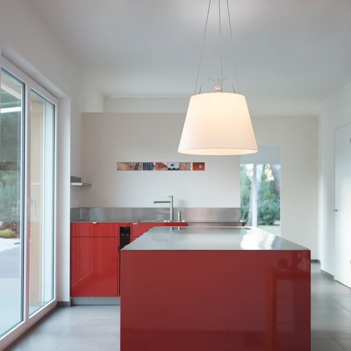 Artemide - Tolomeo Mega Suspension Pendelleuchte, Aluminium / Pergamentschirm H 29 cm x Ø 42 cm