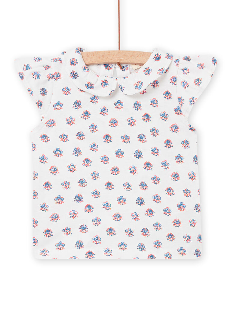 T-shirt écru à col Claudine bébé fille