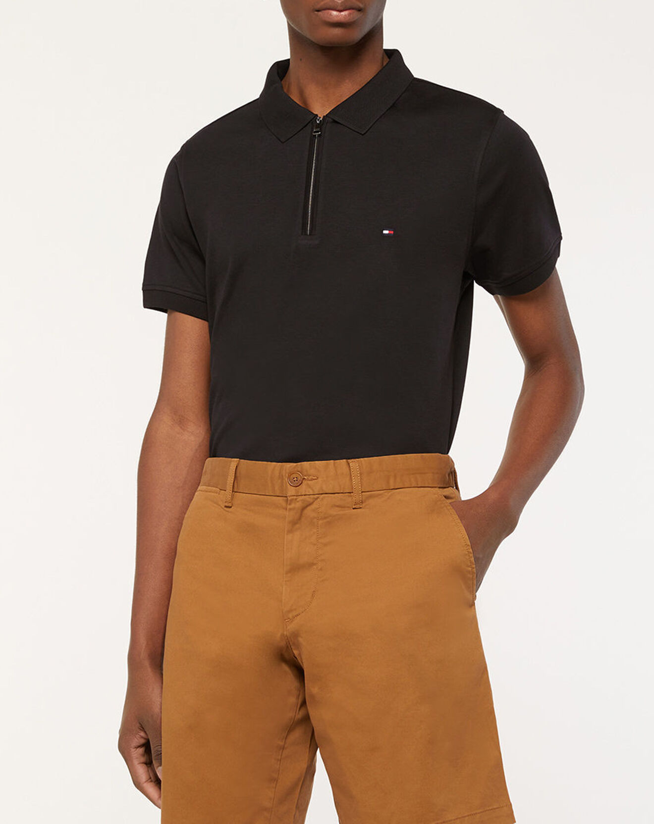 Tommy Hilfiger Polo slim Zip Interlock noir