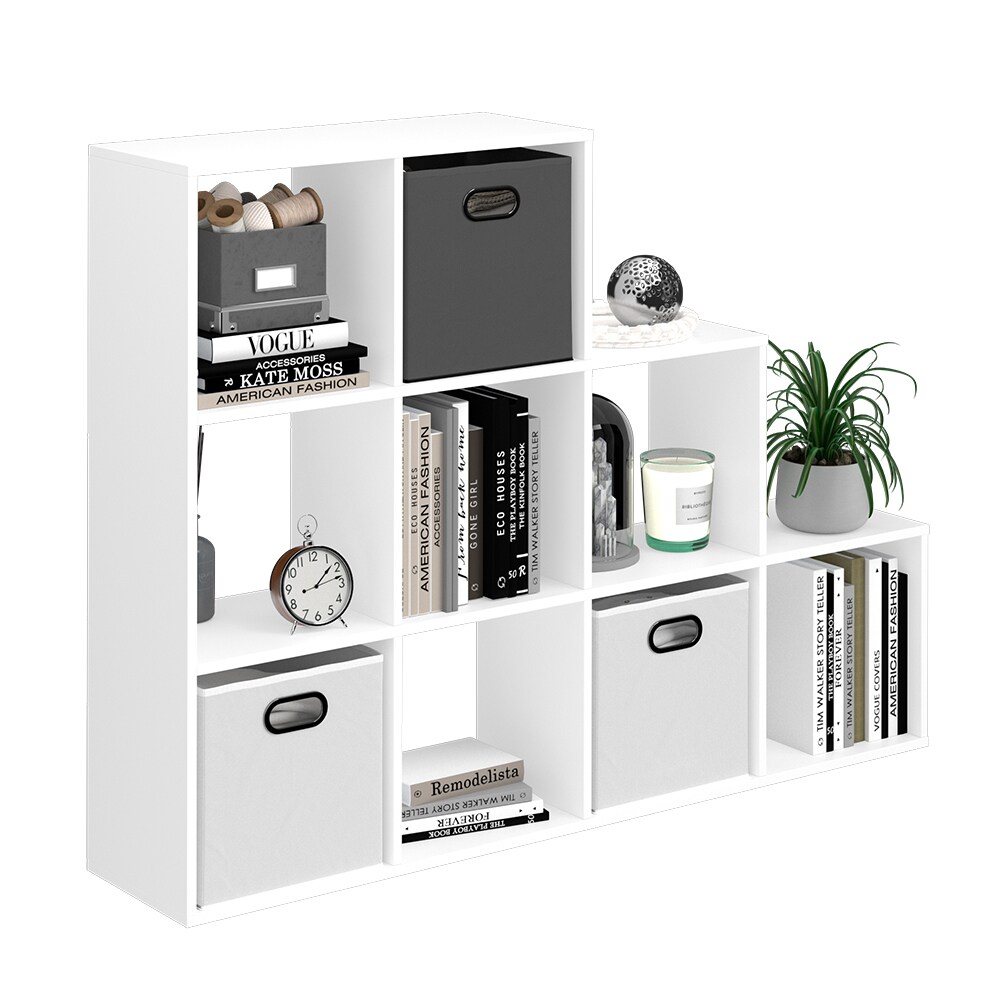 Vicco Treppenregal Raumteiler Bücherregal 9 Fächer weiß Stufenregal Stufenregal