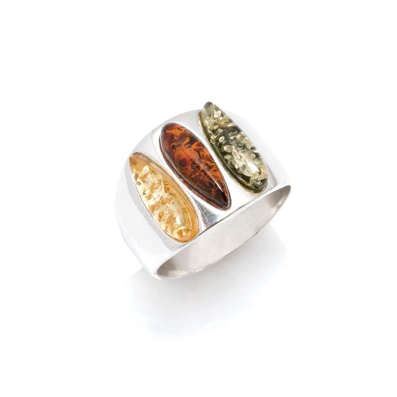 Bague argent 925 Ambre veritable de la mer Baltique