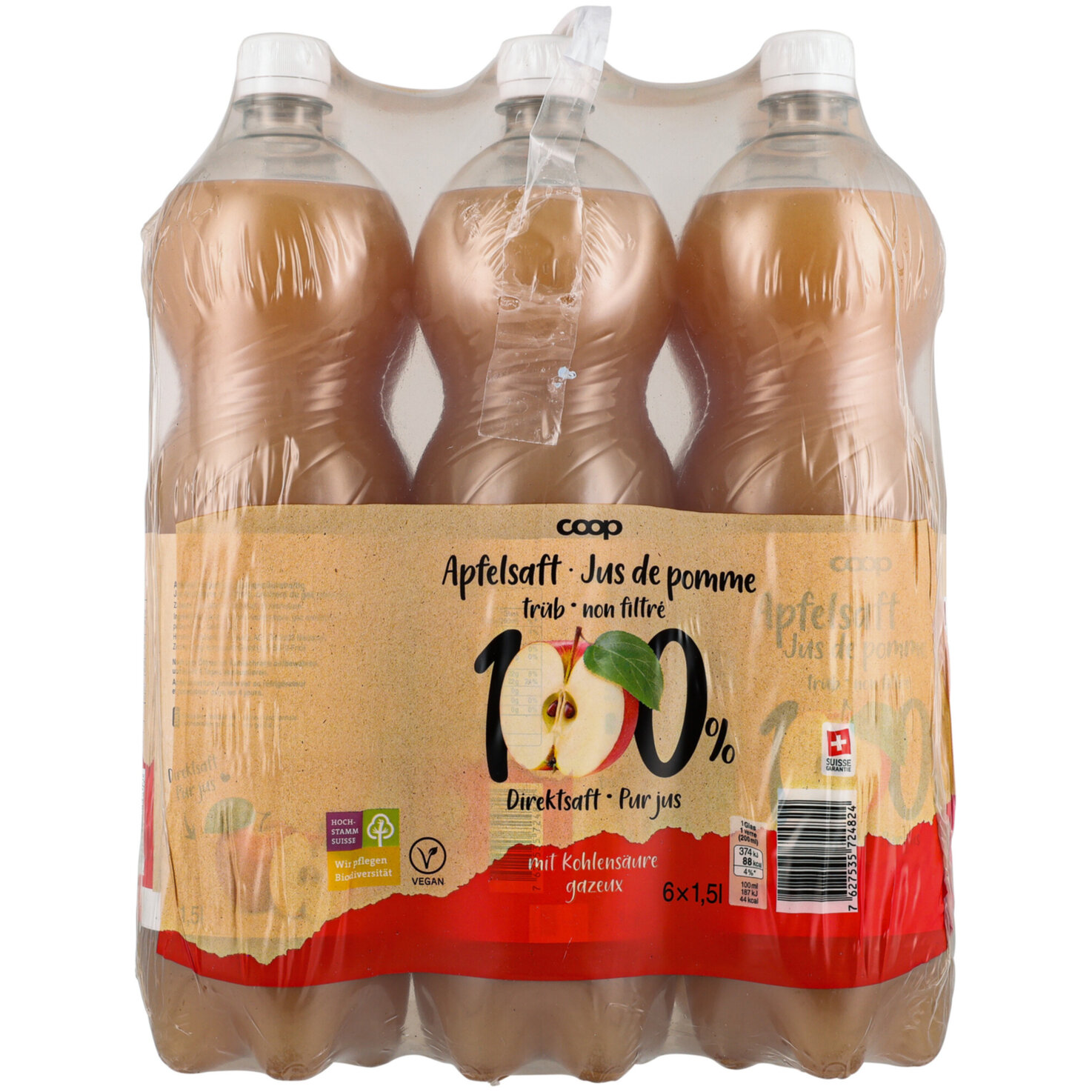 Apfeldirektsaft trüb mit Kohlensäure 6x1.5l