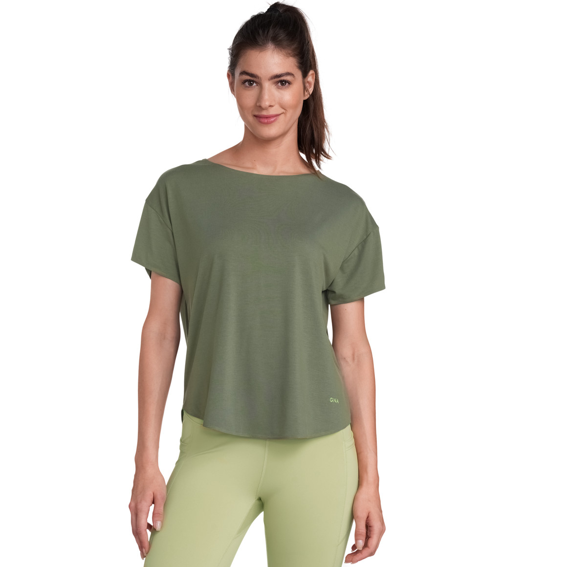 Gina Sports Damen Sport T-Shirt unifarben oliv