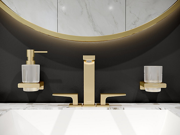 Distributeur de savon liquide aspect doré poli Addstoris Hansgrohe